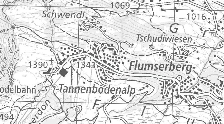 Kartenausschnitt: Tannenboden, 8898 Flumserberg