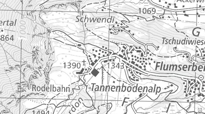 Kartenausschnitt: Tannenboden, 8898 Flumserberg