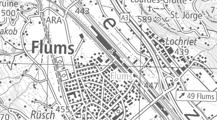 Kartenausschnitt: Industriestrasse 8, 8890 Flums