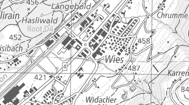 Kartenausschnitt: Oberfeld 8, 6037 Root