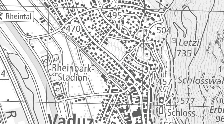 Kartenausschnitt: 9490 Vaduz Mühleholz - Landstrasse 117