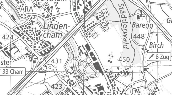 Kartenausschnitt: Lorzenparkstrasse 22, 6330 Cham