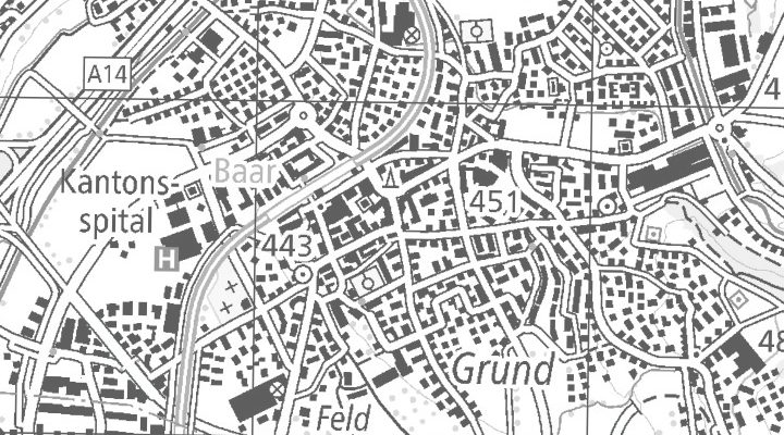 Kartenausschnitt: Rathausstrasse 1, 6340 Baar