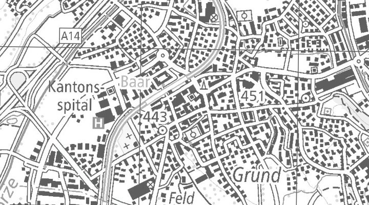 Kartenausschnitt: Poststrasse 3, 6340 Baar Gotthard - Poststrasse 3