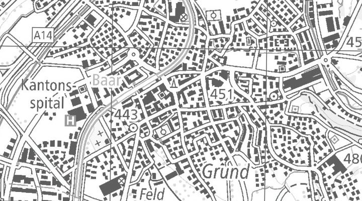 Kartenausschnitt: 6340 Baar