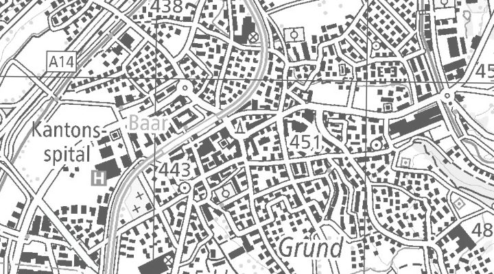 Kartenausschnitt: Rathausstrasse 14, 6340 Baar
