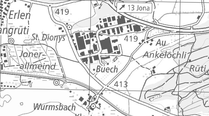 Kartenausschnitt: Buechmattstrasse 4, 8645 Jona