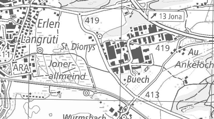 Kartenausschnitt: St. Dionysstrasse 1, 8645 Jona