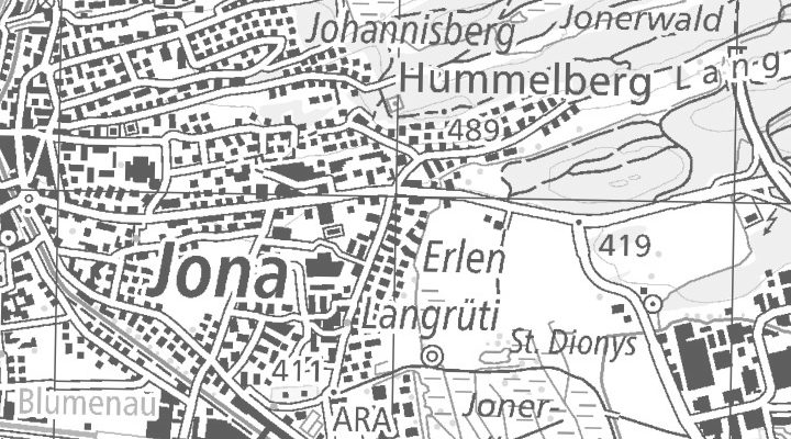 Kartenausschnitt: 8645 Rapperswil-Jona