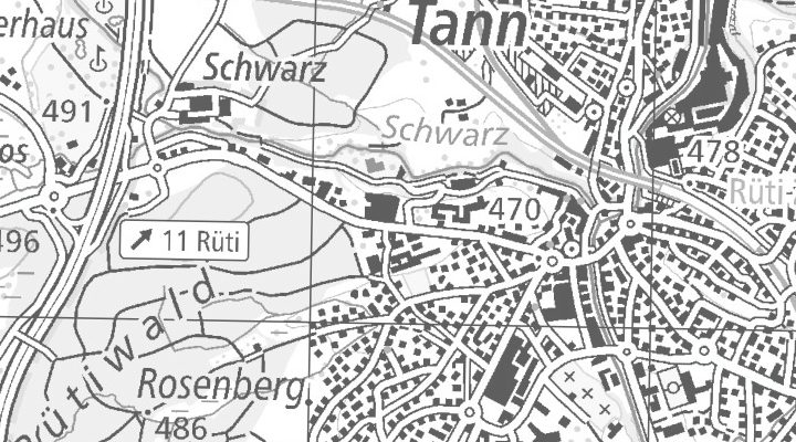 Kartenausschnitt: Spitalstrasse 38, 8630 Rüti ZH
