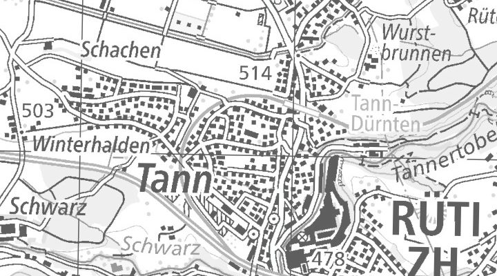 Kartenausschnitt: Hauptstrasse 55, 8632 Tann