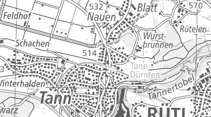 Kartenausschnitt: Hauptstrasse 55, 8632 Tann