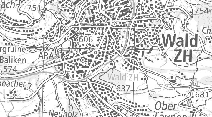 Kartenausschnitt: Nordholzstrasse 1, 8636 Wald ZH