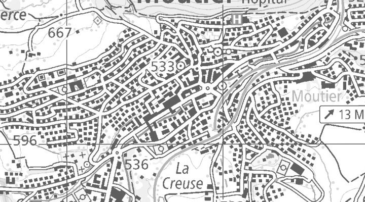 Kartenausschnitt: Moutier, CH