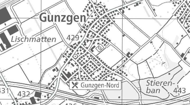 Kartenausschnitt: 4617 Gunzgen