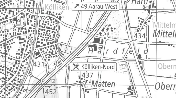 Kartenausschnitt: Hardfeld 3, 5742 Kölliken