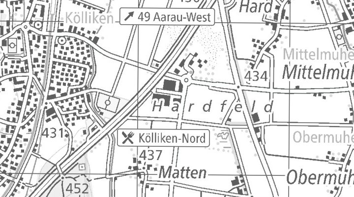 Kartenausschnitt: Hardfeld 1, 5742 Kölliken