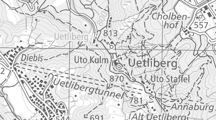 Kartenausschnitt: Gratstrasse, 8143 Uetliberg