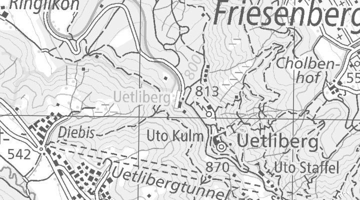 Kartenausschnitt: Gratstrasse, 8143 Uetliberg