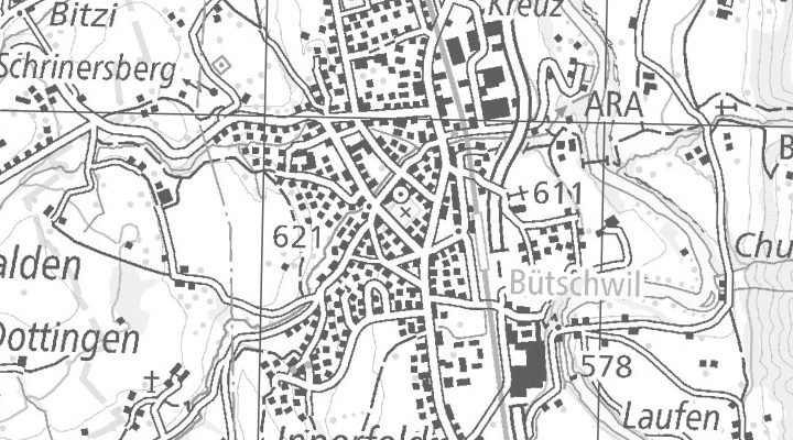 Kartenausschnitt: 9606 Bütschwil-Ganterschwil