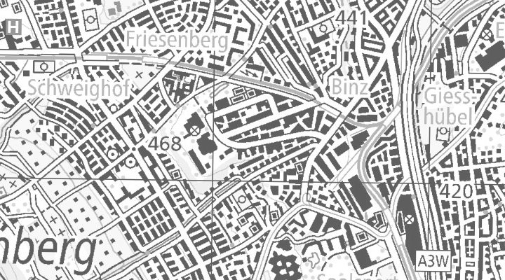 Kartenausschnitt: Grubenstrasse 38, Babu's, 8045 Zürich
