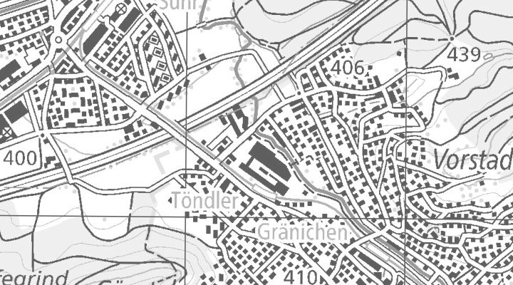 Kartenausschnitt: Bäckerstrasse 1, 5722 Gränichen