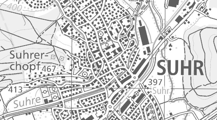 Kartenausschnitt: Mühleweg 1, 5034 Suhr