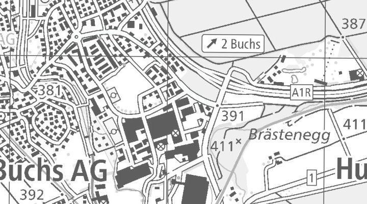 Kartenausschnitt: Bresteneggstrasse 1, 5033 Buchs