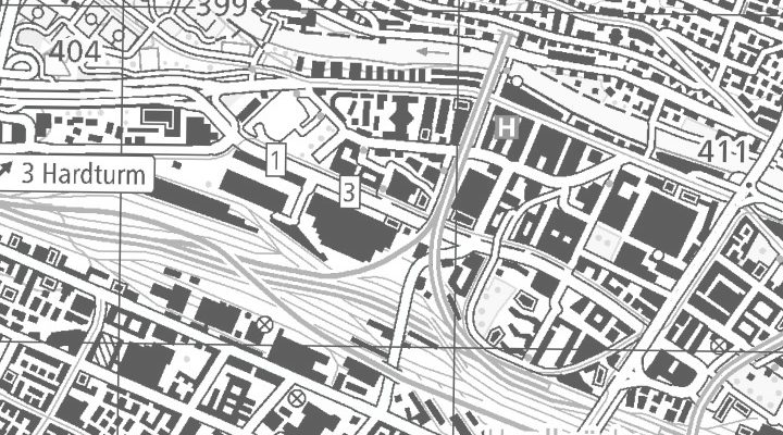 Kartenausschnitt: Pfingstweidstrasse 101, 8005 Zürich