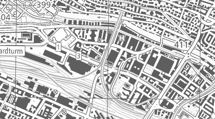 Kartenausschnitt: Pfingstweidstrasse 96, 8005 Zürich