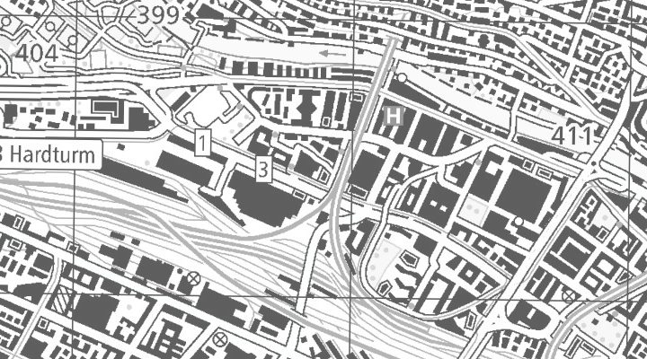 Kartenausschnitt: Pfingstweidstrasse 100, 8005 Zürich