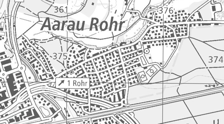 Kartenausschnitt: 5032 Aarau Rohr