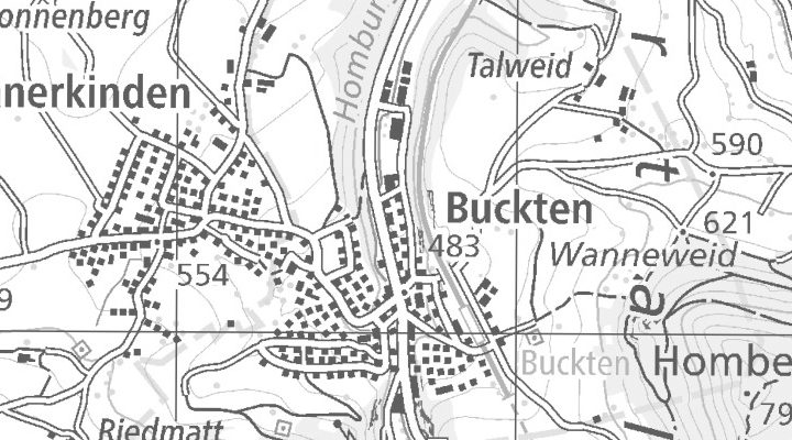 Kartenausschnitt: Hauptstrasse 1, 4446 Buckten
