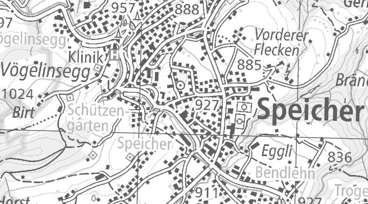 Kartenausschnitt: Trogener Strasse 1, 9042 Speicher