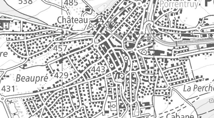 Kartenausschnitt: Route de Coeuve 3, 2900 Porrentruy