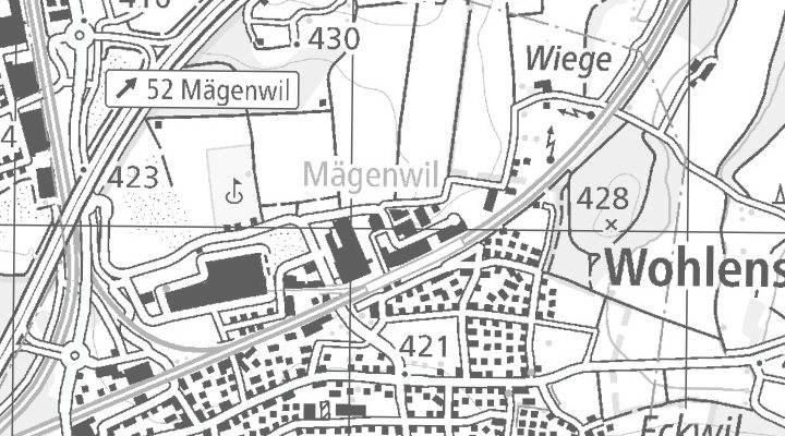 Kartenausschnitt: Almuesenacherstrasse 1, 5506 Mägenwil