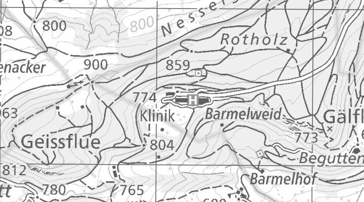 Kartenausschnitt: Klinik Barmelweid, 5017 Barmelweid