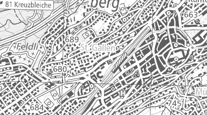 Kartenausschnitt: 9000 St. Gallen
