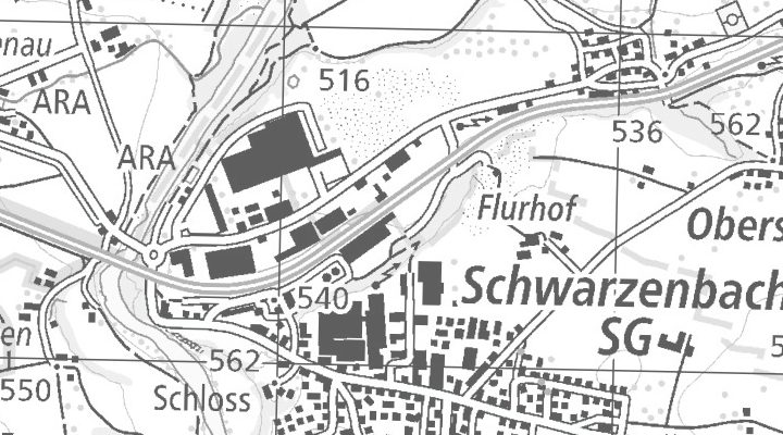 Kartenausschnitt: Stationsstrasse 1714, 9536 Schwarzenbach