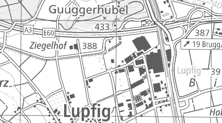 Kartenausschnitt: Hübelacherstrasse 16, 5242 Lupfig