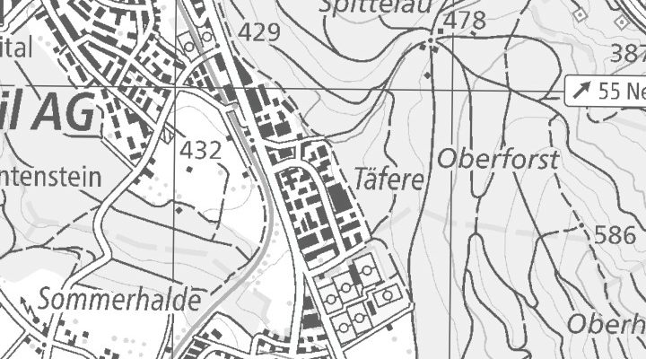Kartenausschnitt: Täfernstrasse 15, 5405 Dättwil AG