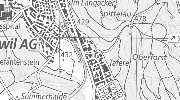Kartenausschnitt: Täfernweg 1, 5405 Baden-Daettwil