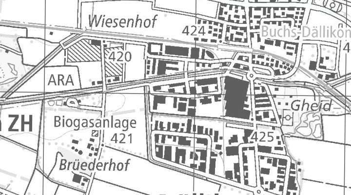 Kartenausschnitt: Furtbachstrasse 14, 8107 Buchs ZH
