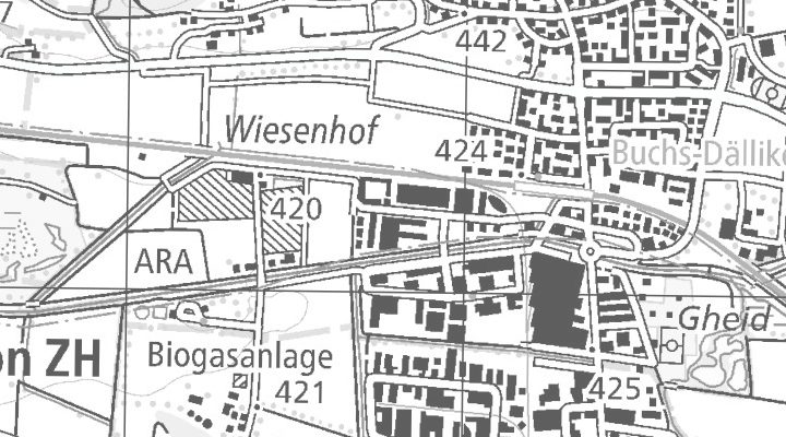 Kartenausschnitt: Mülibachstrasse 41, 8107 Buchs ZH