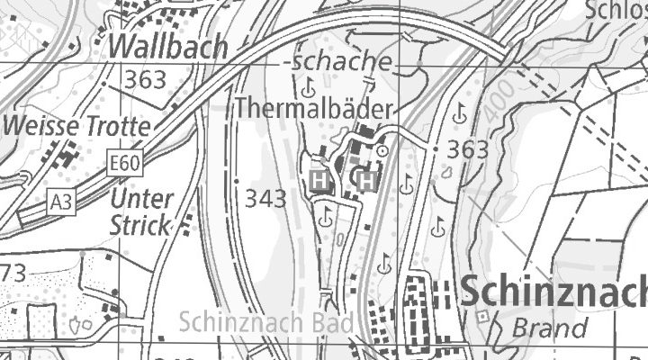 Kartenausschnitt: Badstrasse 55, 5116 Schinznach Bad
