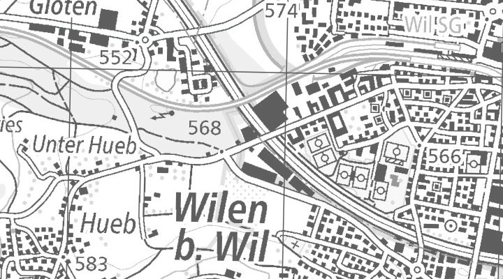 Kartenausschnitt: Hubstrasse 104, 9500 Wil