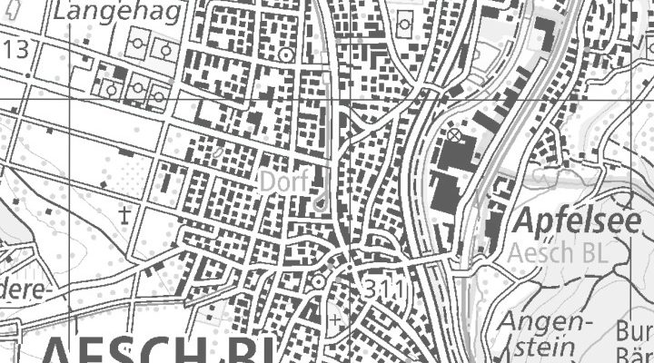 Kartenausschnitt: Hauptstrasse 105, 4147 Aesch BL