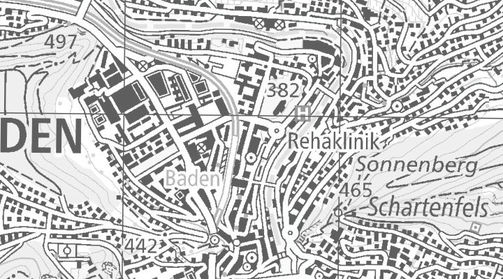 Kartenausschnitt: Bahnhofstrasse 40-42, 5400 Baden