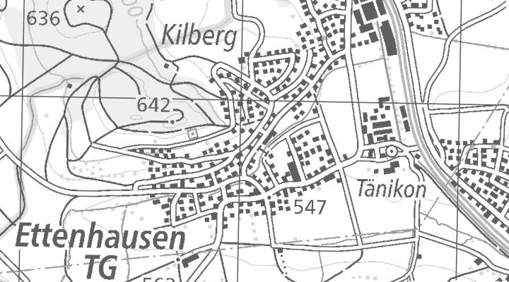 Kartenausschnitt: Tänikon 1, 8356 Ettenhausen, Schweiz (und Homeoffice)