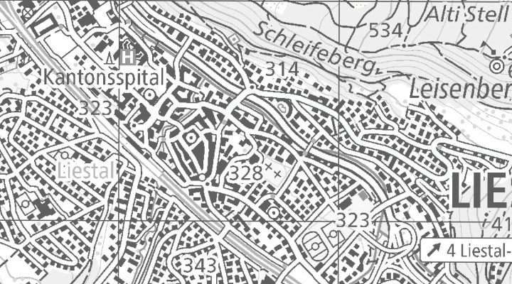 Kartenausschnitt: Nonnenbodenweg, 4410 Liestal